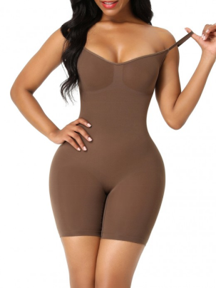 Coffee Color Body Shaper Overlap Gusset Solid Color Custom Logo